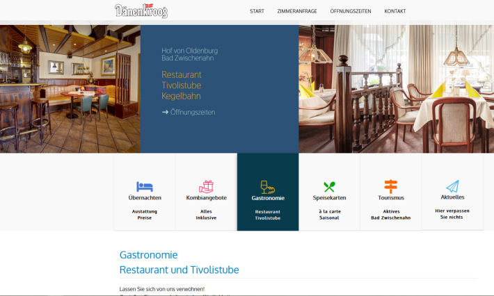 Hof von Oldenburg, Restaurant in Bad Zwischenahn - Webseite erstellt von der agentur28 in Lilienthal bei Bremen
