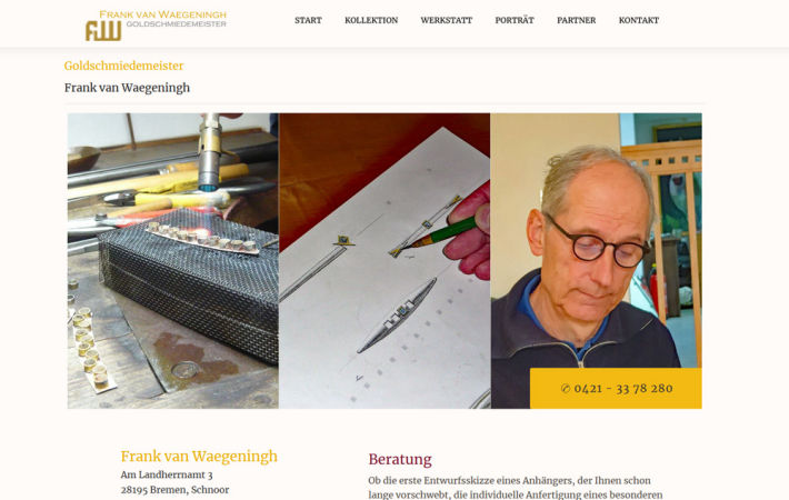 Goldschmiedemeister Frank van Waegeningh, Bremen - Webseite erstellt von der agentur28 in Lilienthal bei Bremen