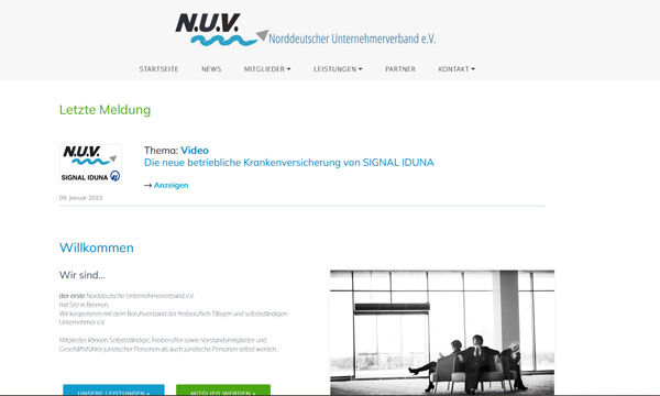 NUV, Norddeutscher Unternehmerverband e.V. - Webseite erstellt von der agentur28 in Lilienthal bei Bremen
