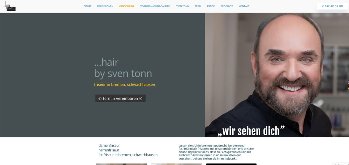Mit Klick auf das Bild wird die Homepage vom Damen und Herrenfriseur Sven Tonn in Bremen geöffnet